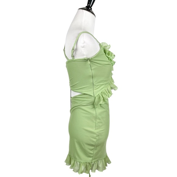 Oh Polly Ivelisse Ruffle Trim Asymmetric Dress in Green Size 6 - Picture 9 of 11